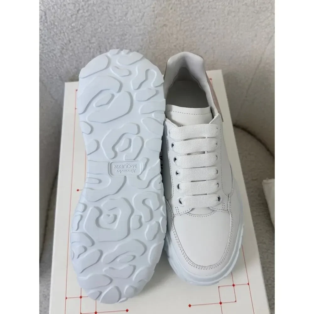 Alexander McQueen Women’s White Sneakers with Blush Accent New 39